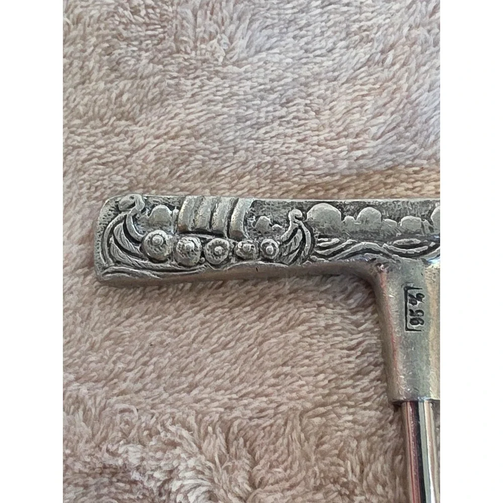 Vintage Viking Longship Pewter Corkscrew 95% T-Handle Wine Opener Scandinavian